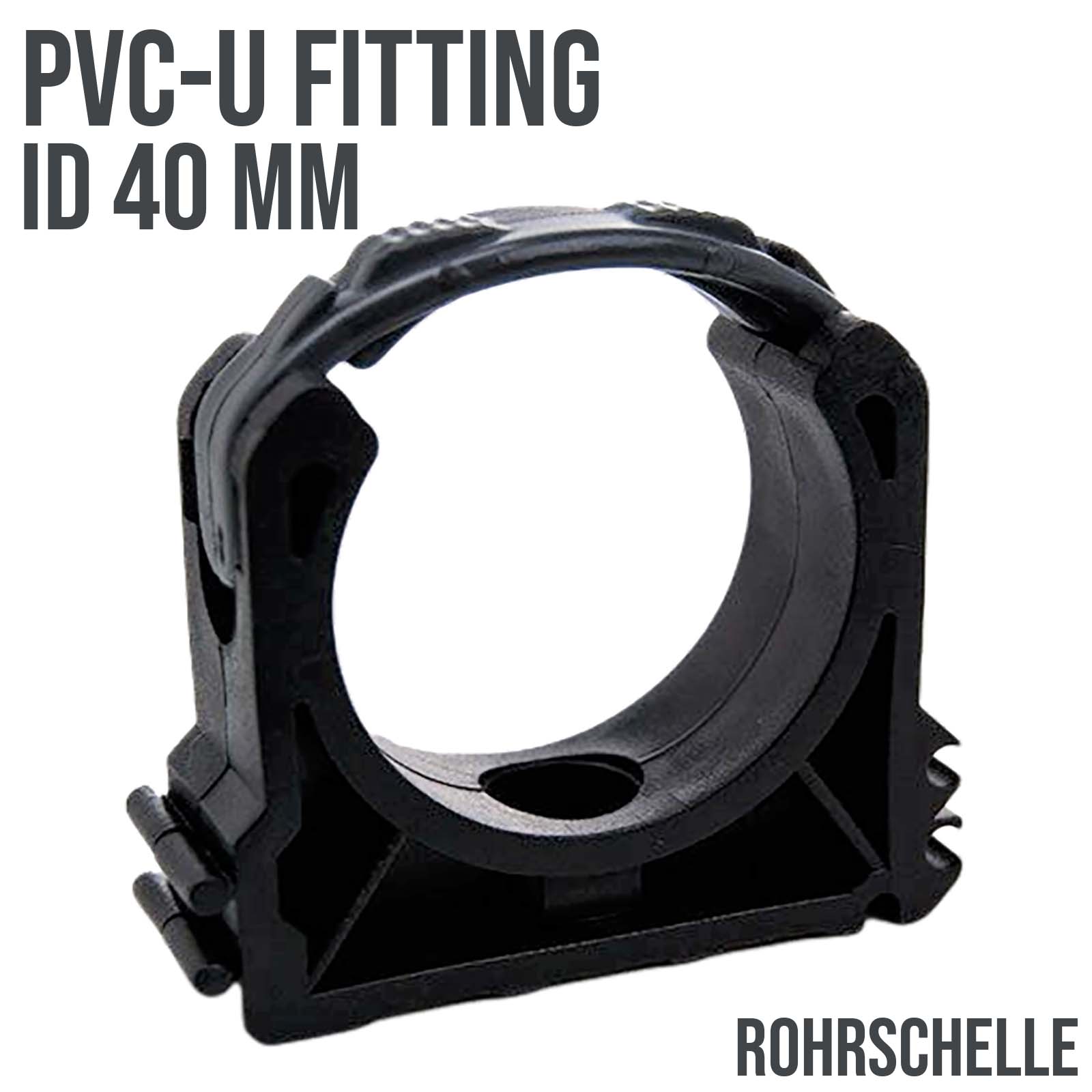 40 mm PVC Klebe Fitting Rohr Schelle Halter Klemme Clip geschlossen