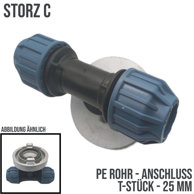 STORZ C DN 52 KA 66 Übergangsstück Adapter -> 25 mm PE T-Stück Rohr Klebeschlauch