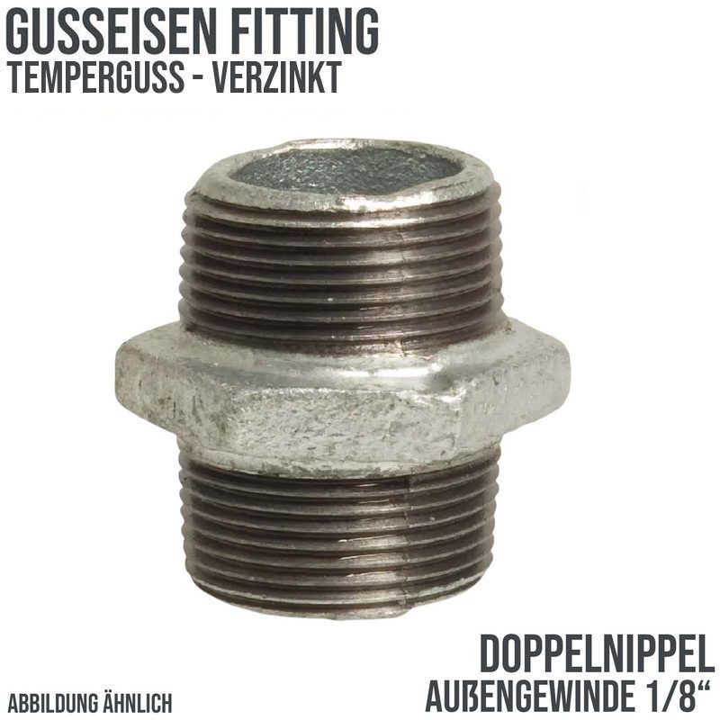 1/8" Gusseisen Temperguss Fitting Doppelnippel Nr. 280 Außengewinde AG DVGW PN 25 bar