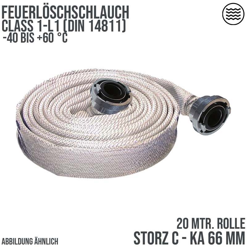 STORZ C KA 66 52 mm 2" Feuerlösch Feuerwehr Pumpen Industrie Schlauch weiß CLASS 1-L1 PN 16 bar - 20 m
