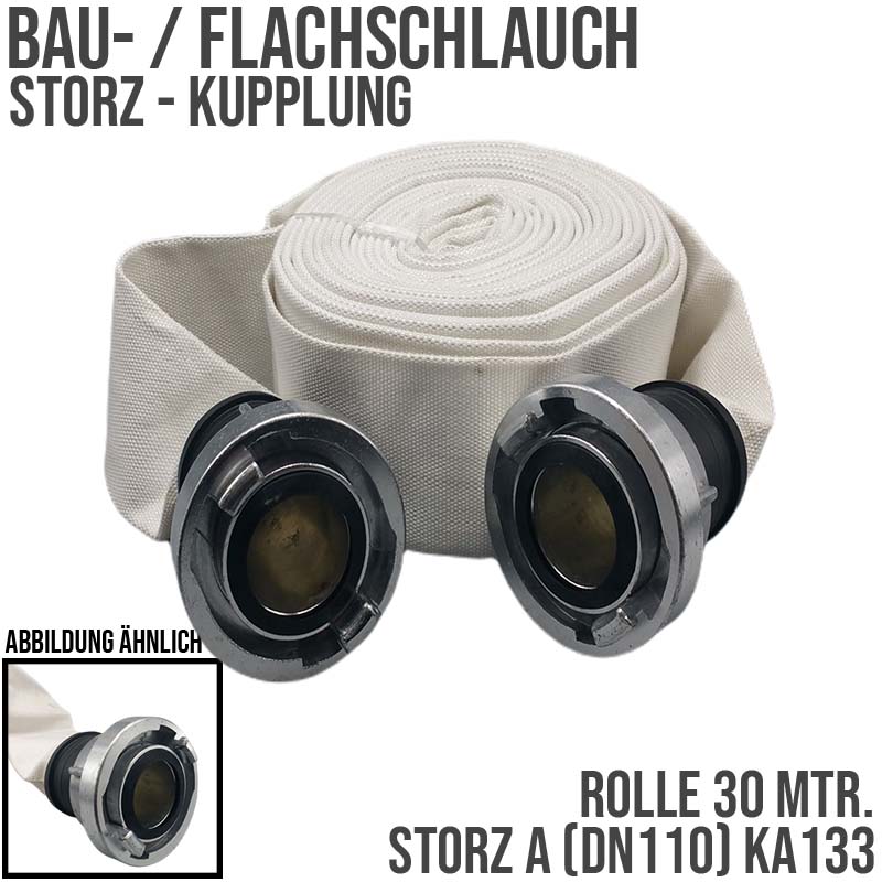 STORZ A KA 133 102 mm 4" Bau Feuerwehr Flach Pumpen Industrie Schlauch Garnitur PN 7 bar - 30 m