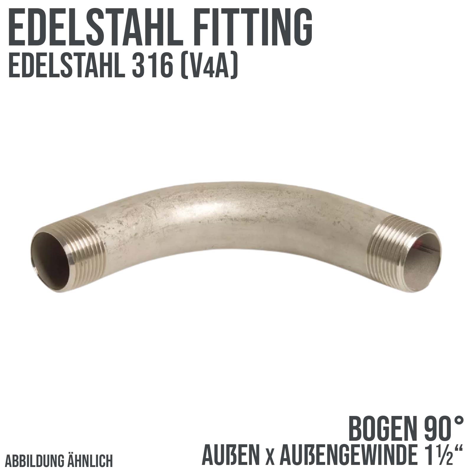 1 1/2" Edelstahl Fitting V4A AISI 316 Nr. 3 - Bogen 90° Außengewinde AG - PN 10 bar