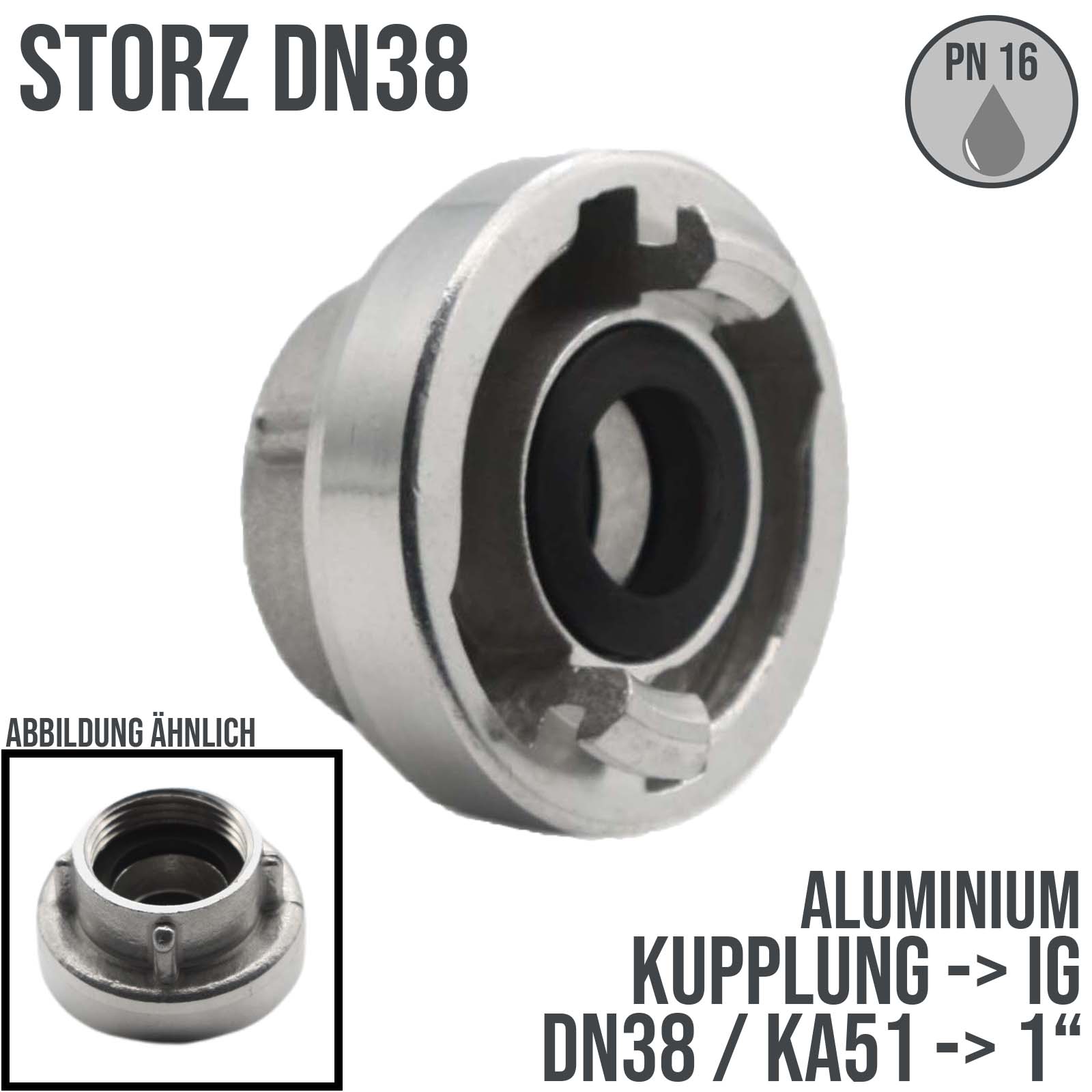STORZ DN 38 KA 51 Kupplung Innengewinde IG 1 1" Saug Bau Feuerwehr Schlauch Aluminium - PN 16 bar