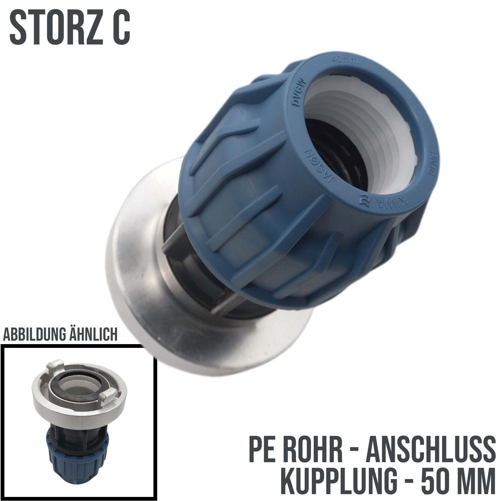 STORZ C DN 52 KA 66 Übergangsstück Adapter -> 50 mm PE Kupplung Rohr Klebeschlauch