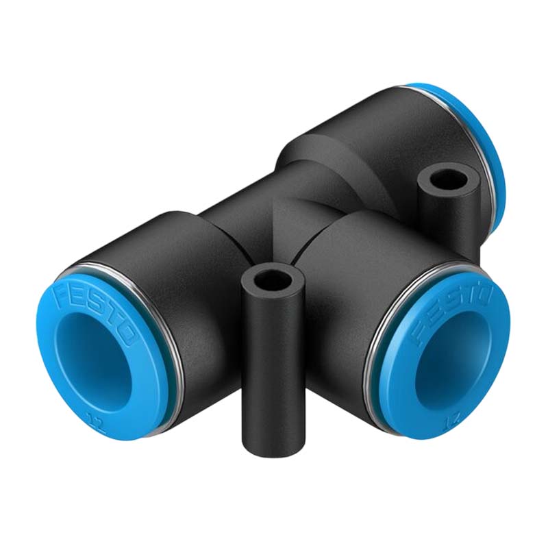 16 mm Pneumatik Schnell Steck Verbinder QS T-Stück blau/schwarz QS-4 (153036) - PN 14 bar