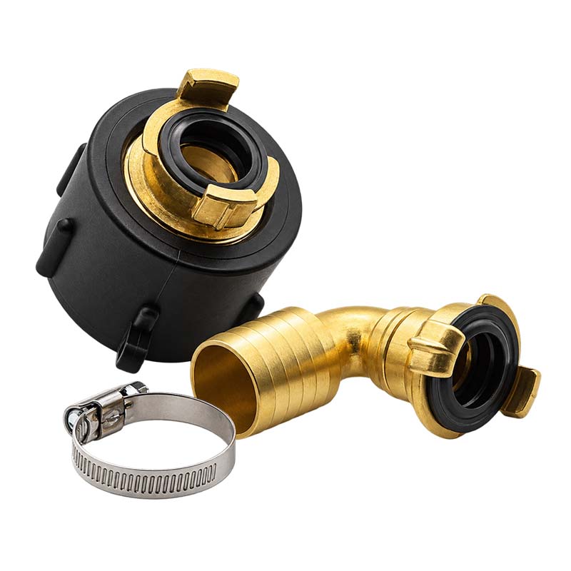 S60 x 6 IBC Adapter auf Schnellanschluss + 90° Kupplung drehbar 1 1/4" 32mm Container Tank Zubehör (GEKA kompatibel)