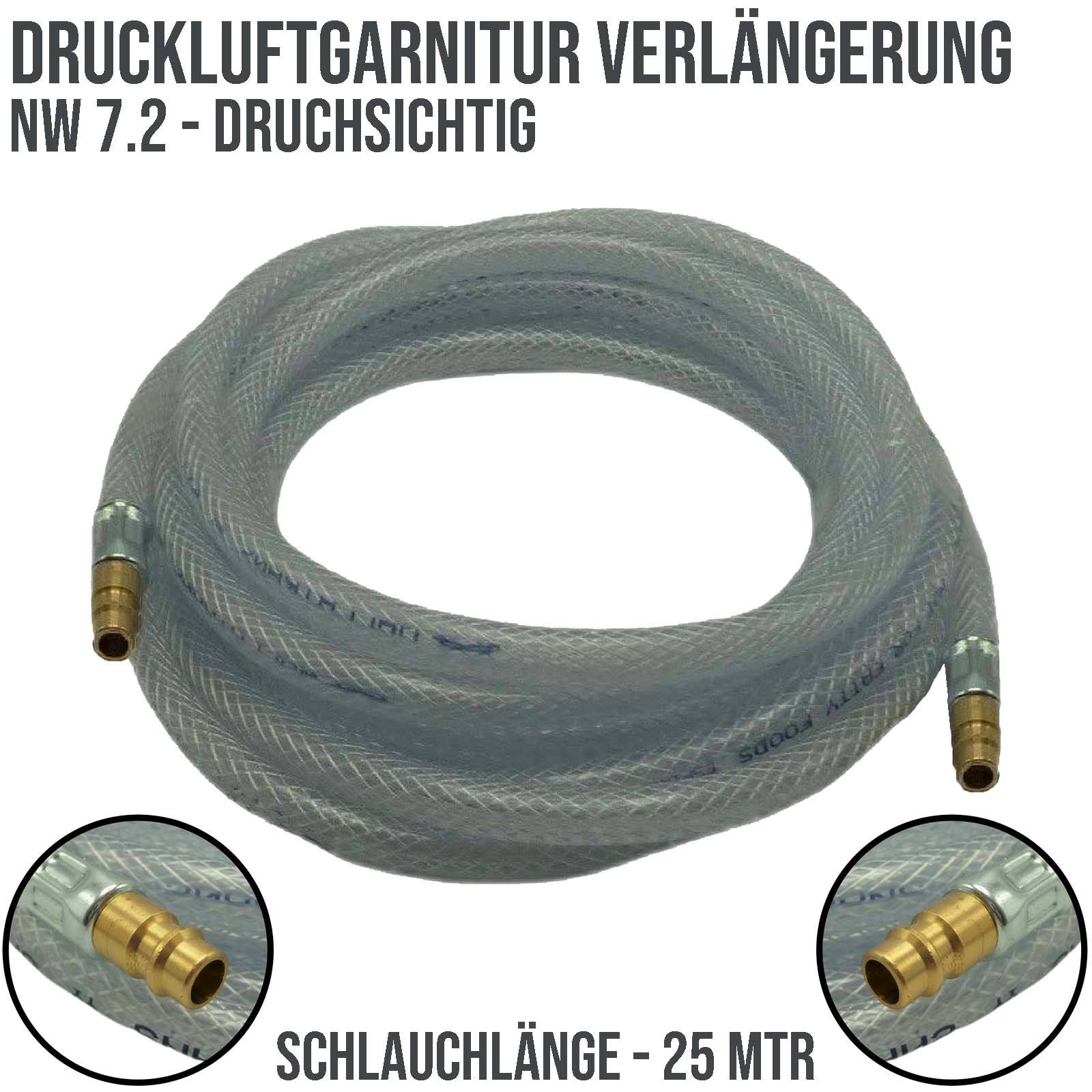 13 mm PVC Druck Press Luft Kompressor Schlauch Verlängerung Stecker-> Stecker PN 20 bar - 25m