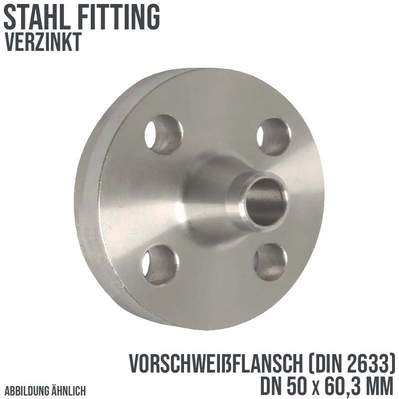 DN 50 x 60,3 mm Vorschweiß Flansch Stumpfschweißung Stahl verzinkt DIN 2633 - PN 16 bar