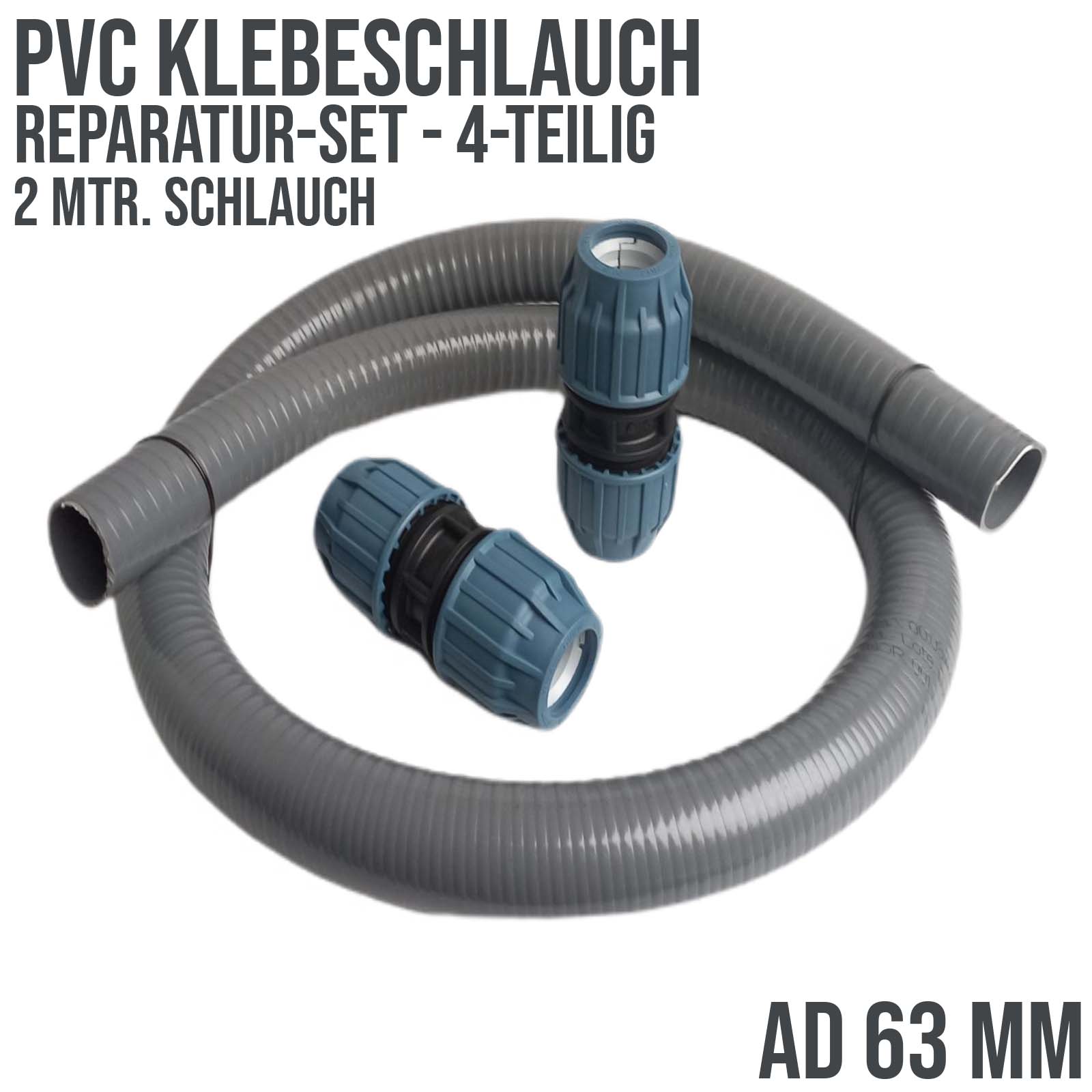 Rep.Set PVC-Klebeschlauch PE 63mm - 2 mtr.  (3-teilig)