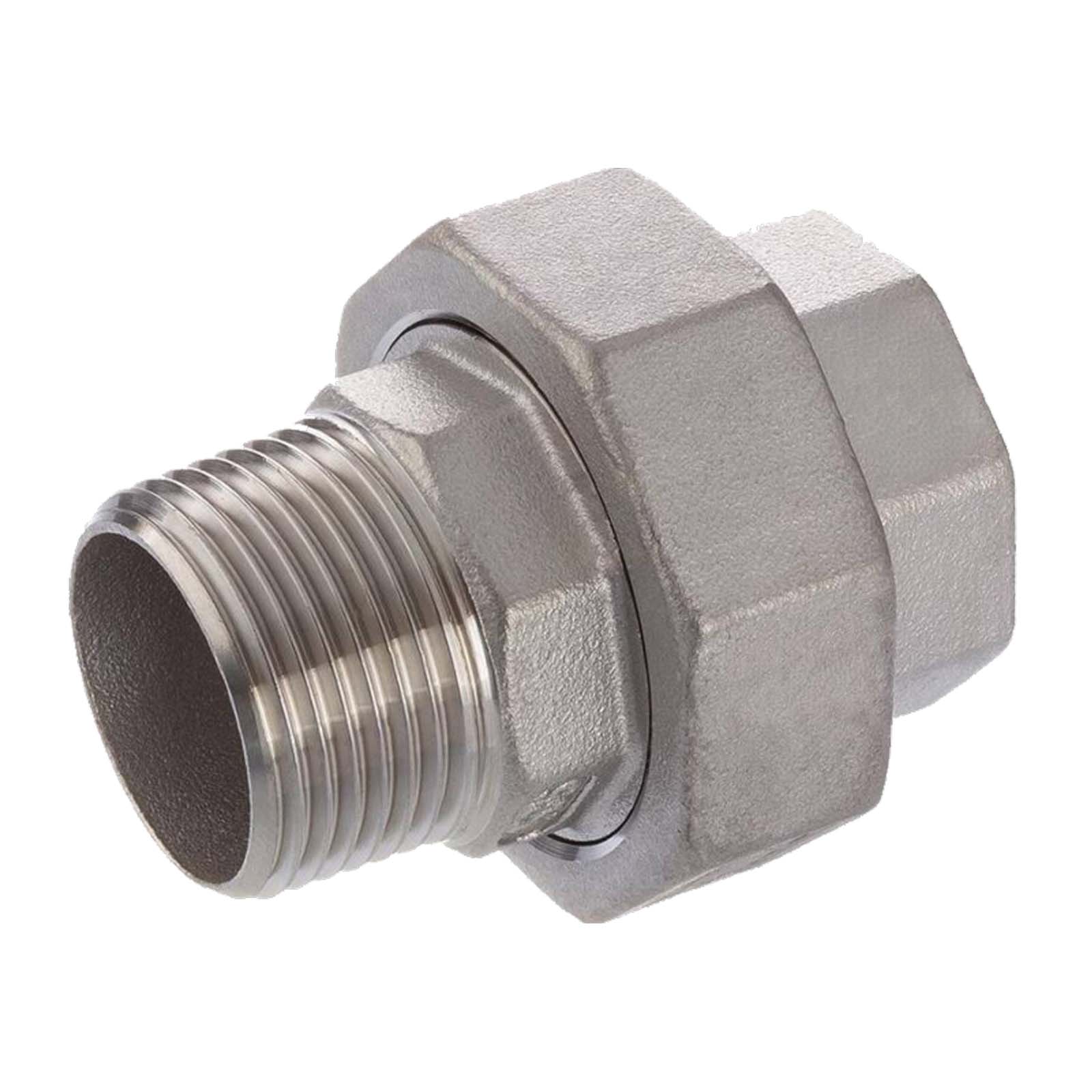 4" Edelstahl Fitting V4A AISI 316 Verschraubung Innen x Außengewinde IG x AG flach dichtend  - PN 16 bar