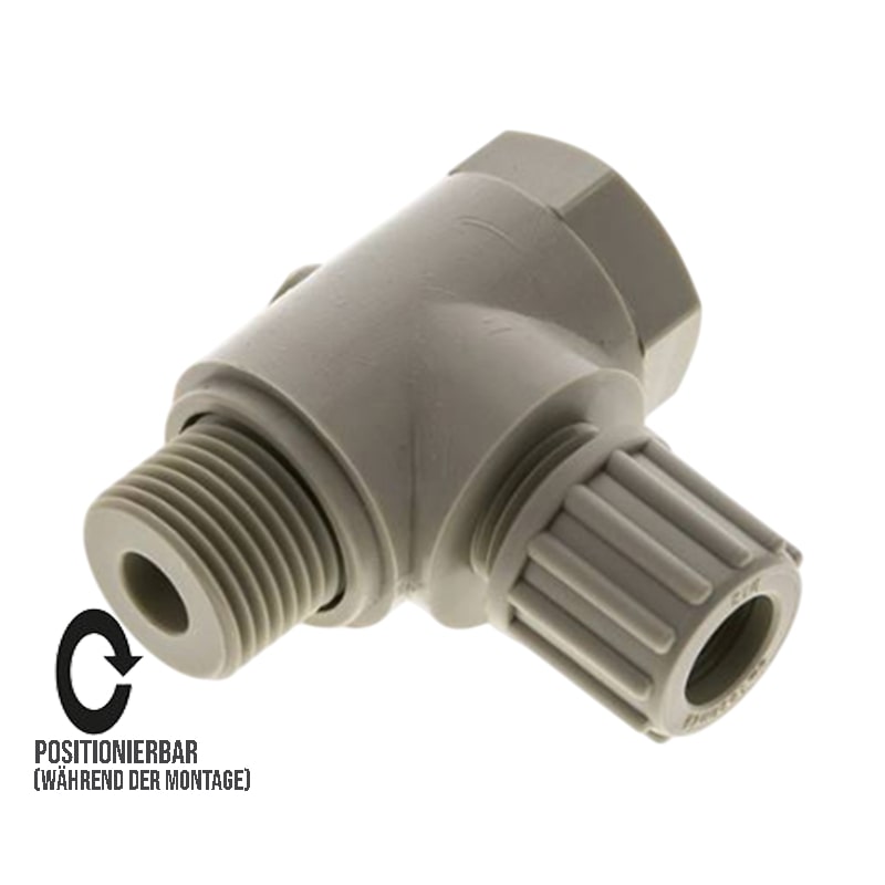 6 x 4 mm x 1/4" Winkel 90° Kupplung Aussengewinde PA PP Schlauch Verbinder FDA drehbar - PN 10 bar