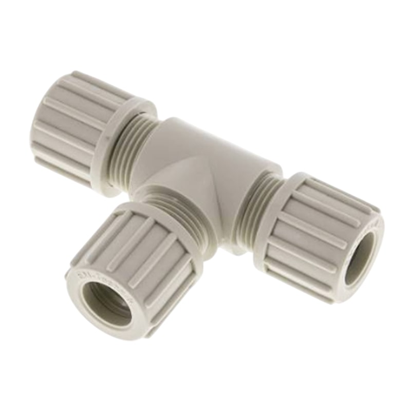 10 x 8 mm T-Stück 90° Kupplung PA PP Schlauch Verschraubung Verbinder FDA - PN 10 bar