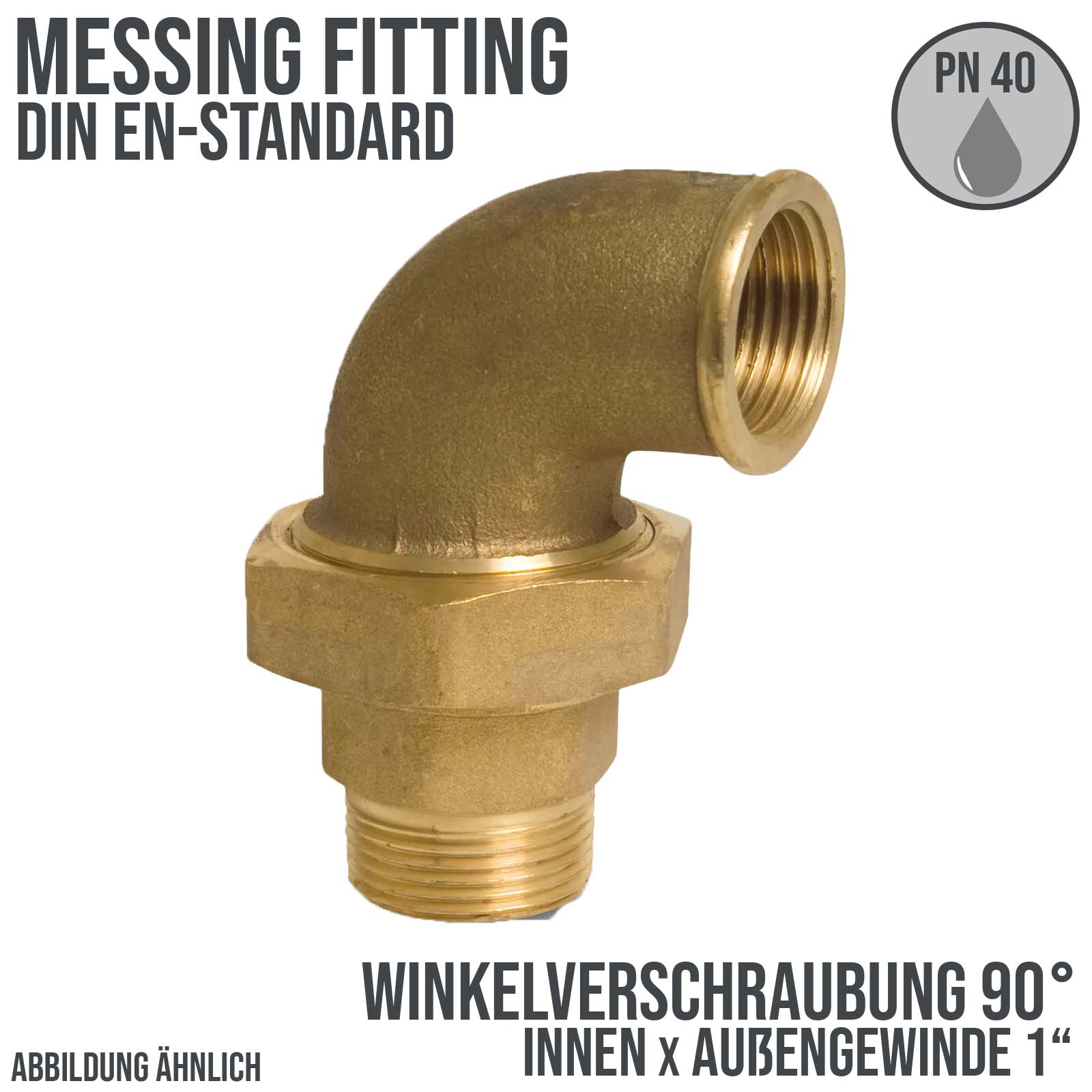 1" Winkelverschraubung 90° Innen x Außengewinde IG x AG Messing Fittings PN 40 bar