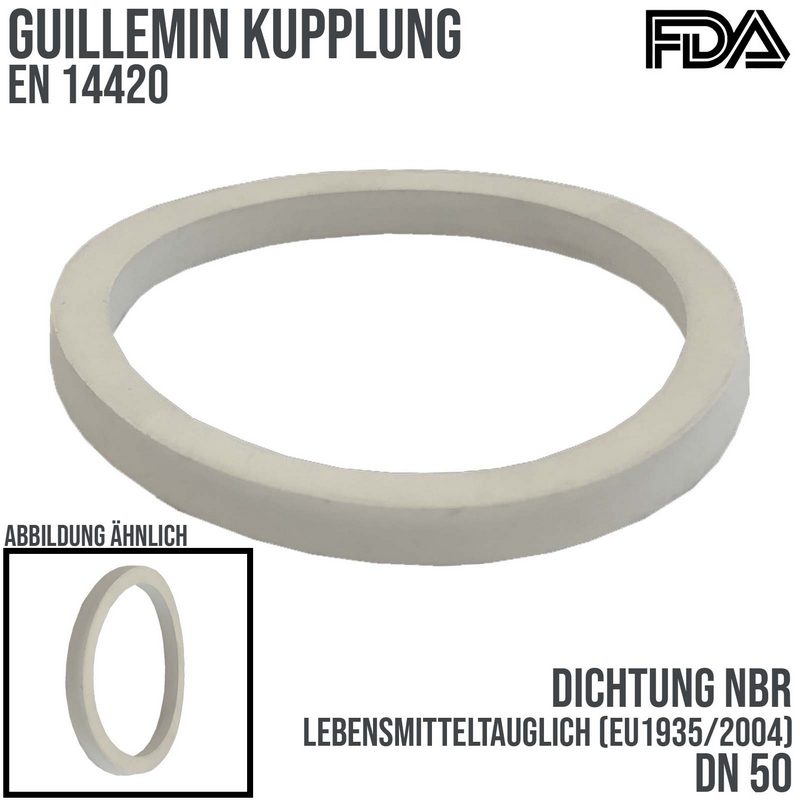 DN 50 Guillemin Kupplung Ersatz Dichtung NBR weiß FDA Lebensmittel EU1935/2004