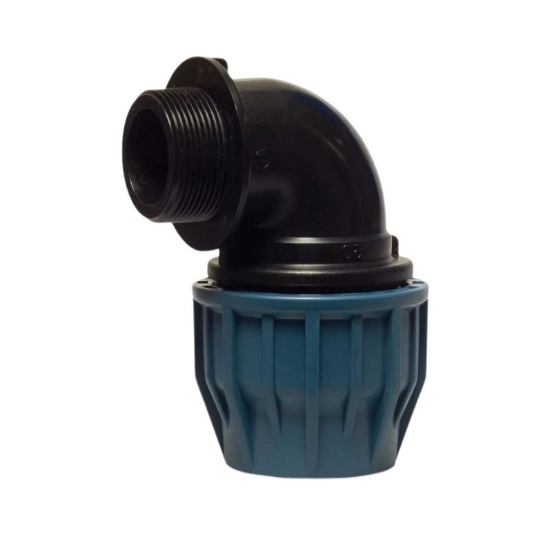110 mm x 4" PE PP Fitting Klemm Verbinder Verschraubung Rohr Winkel 90° x AG DVGW - PN 16 bar
