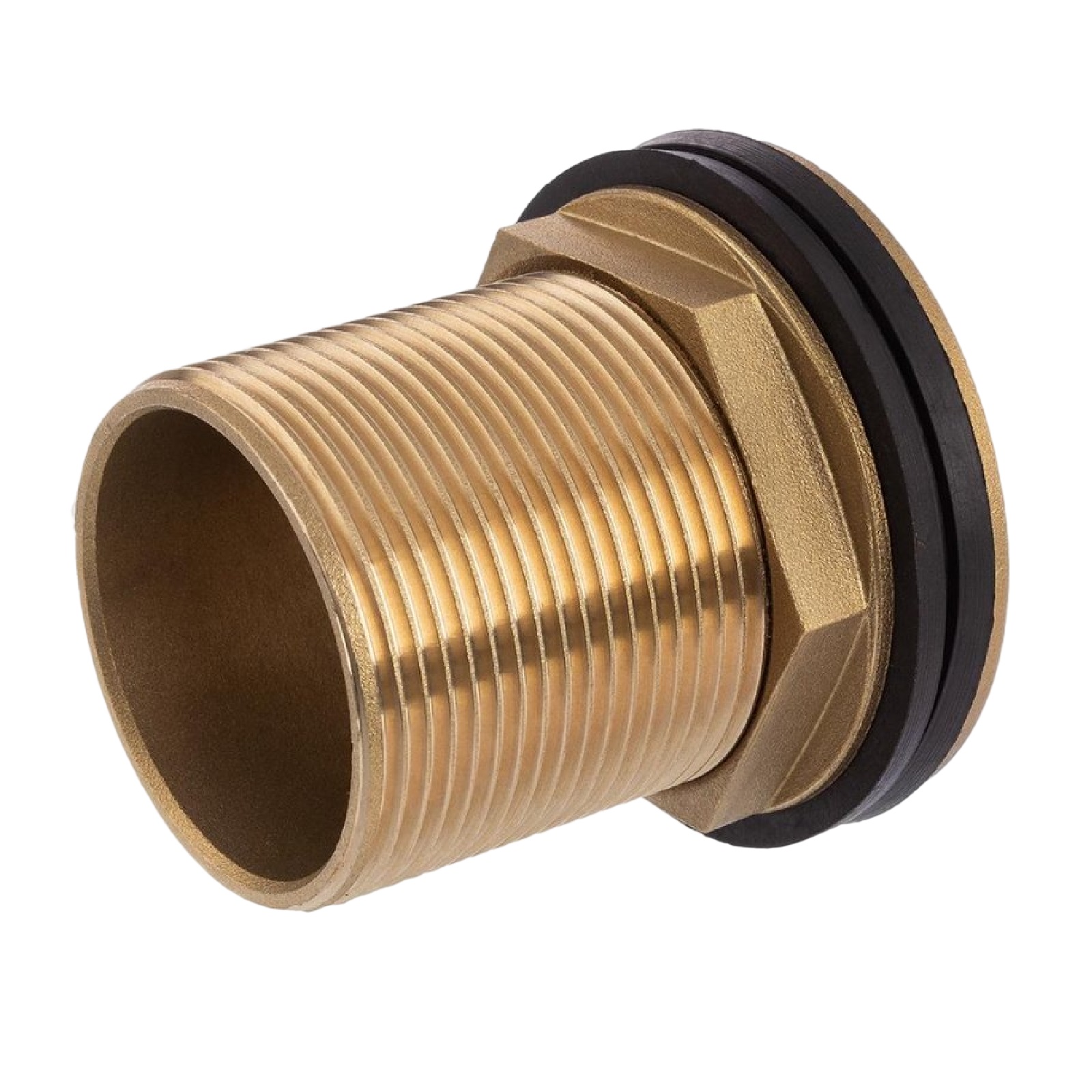 1" Tank Regen Tonnen Durchführung Connector Messing Einlass (rund) x Außengewinde  - PN 16 bar