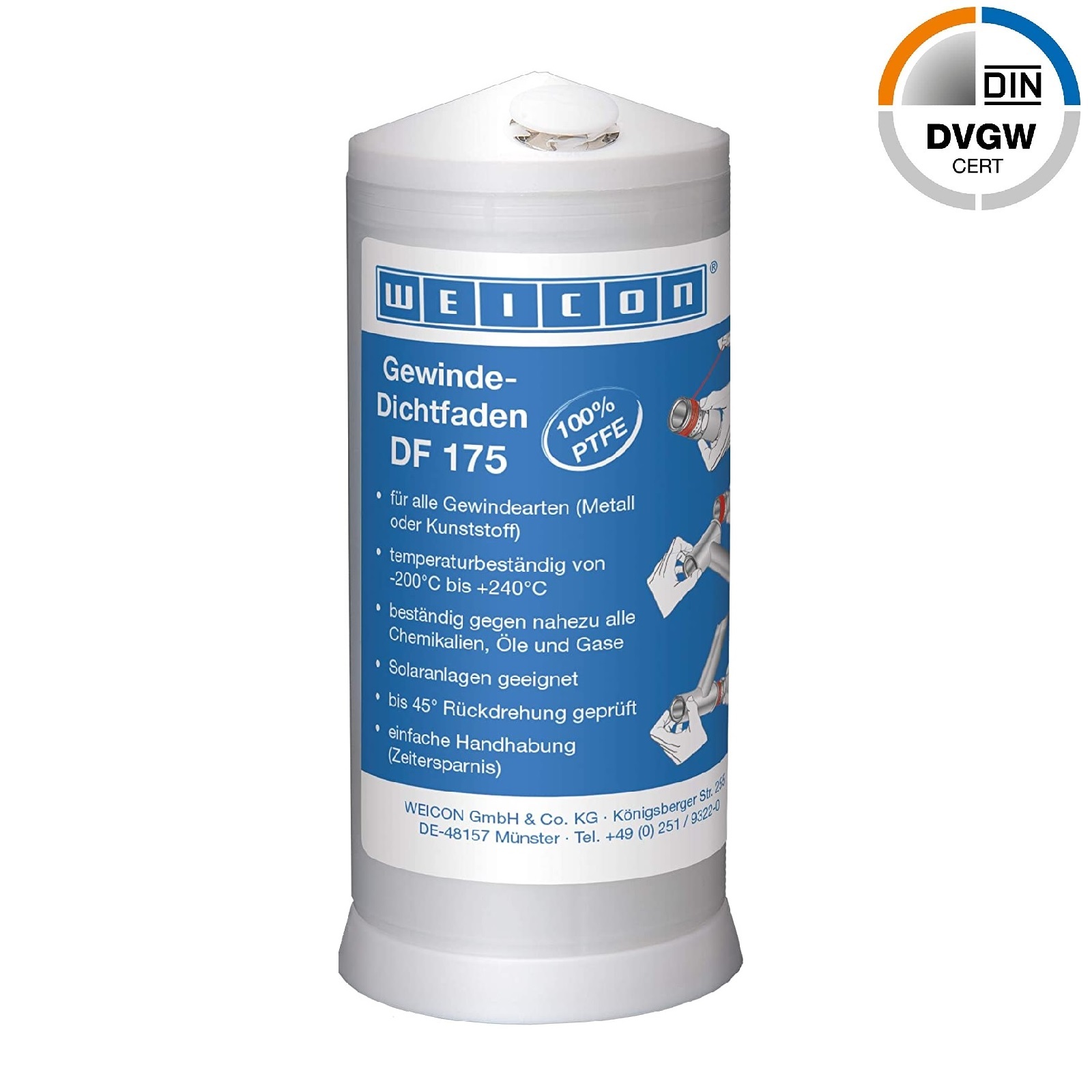 Gewinde Dichtfaden mit Gleitmittel PTFE nicht brennbar DVGW - 175 m