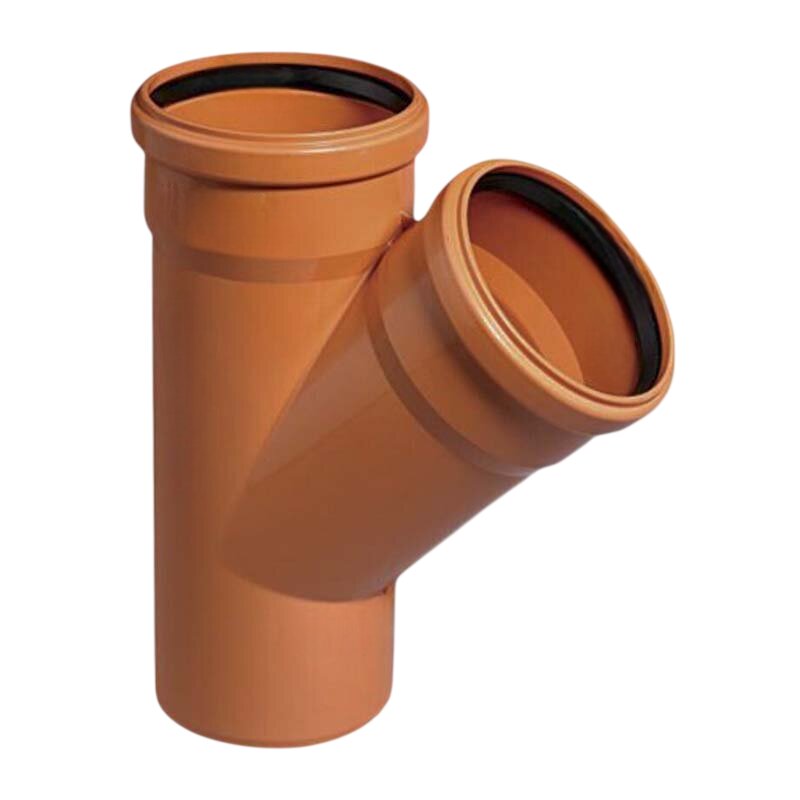 110 mm PVC T-Stück 45° Abzweig Abfluß Abwasser HT KG Rohr SN4 Steckmuffe x Stutzen rostbraun