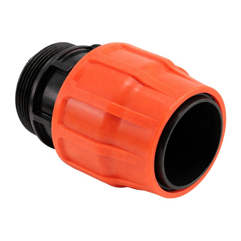 51 mm x 2" PE PP Fitting Layflat Klemm Verbinder Kupplung x Außengewinde AG Flach Schlauch - PN 10 bar