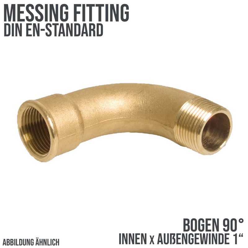 1" Bogen 90° Nr. 1 Innen x Außengewinde IG x AG Messing Fittings PN 40 bar
