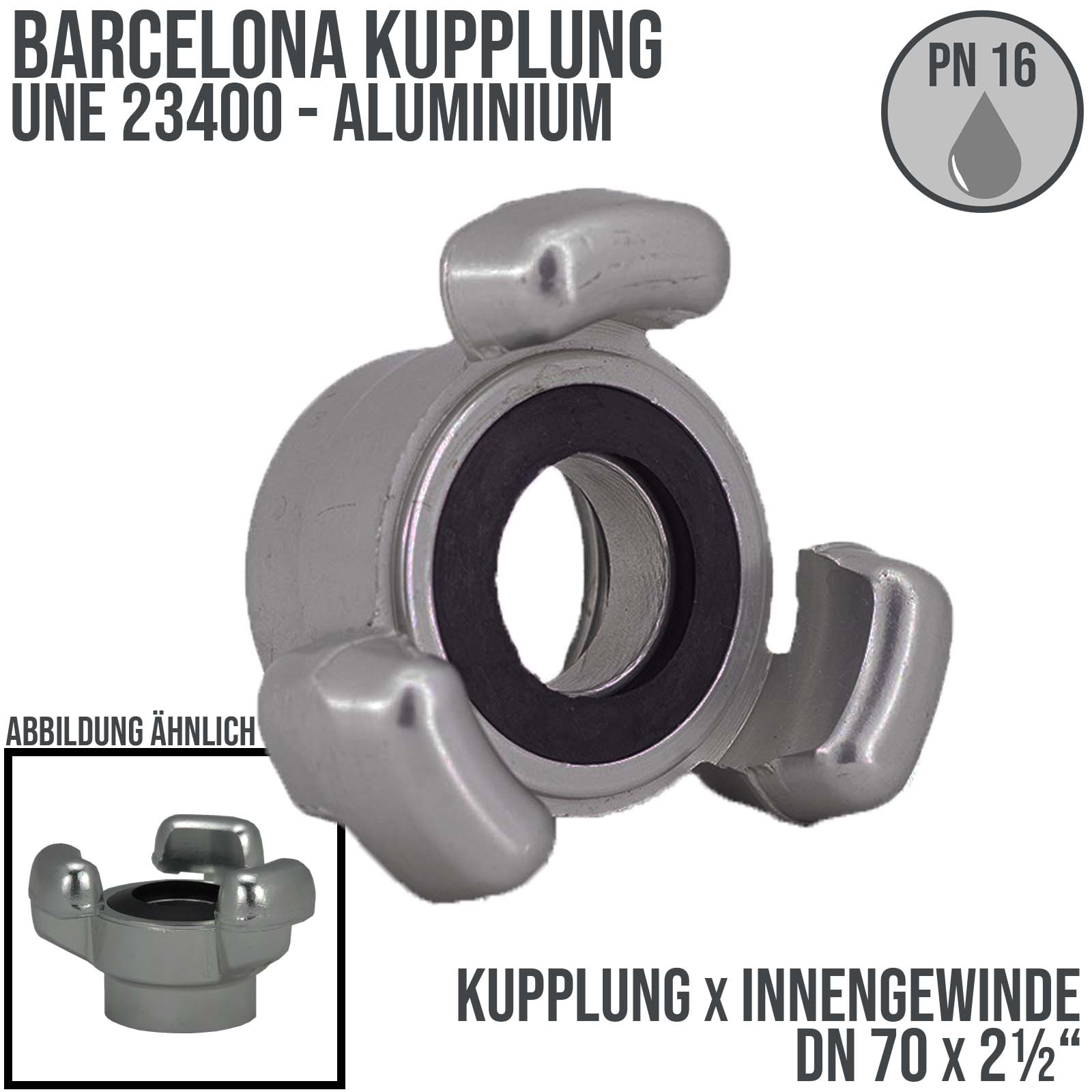 DN 70 Barcelona Kupplung UNE 23400 BSPP Innengewinde IG 2 1/2" Aluminium - PN 16 bar