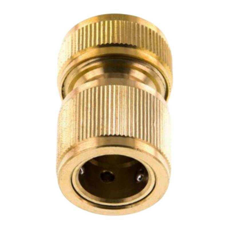 3/4" Schlauchstück Kupplung Click-System Quick Connect mit Wasser-Stop Messing (Gardena kompatibel)