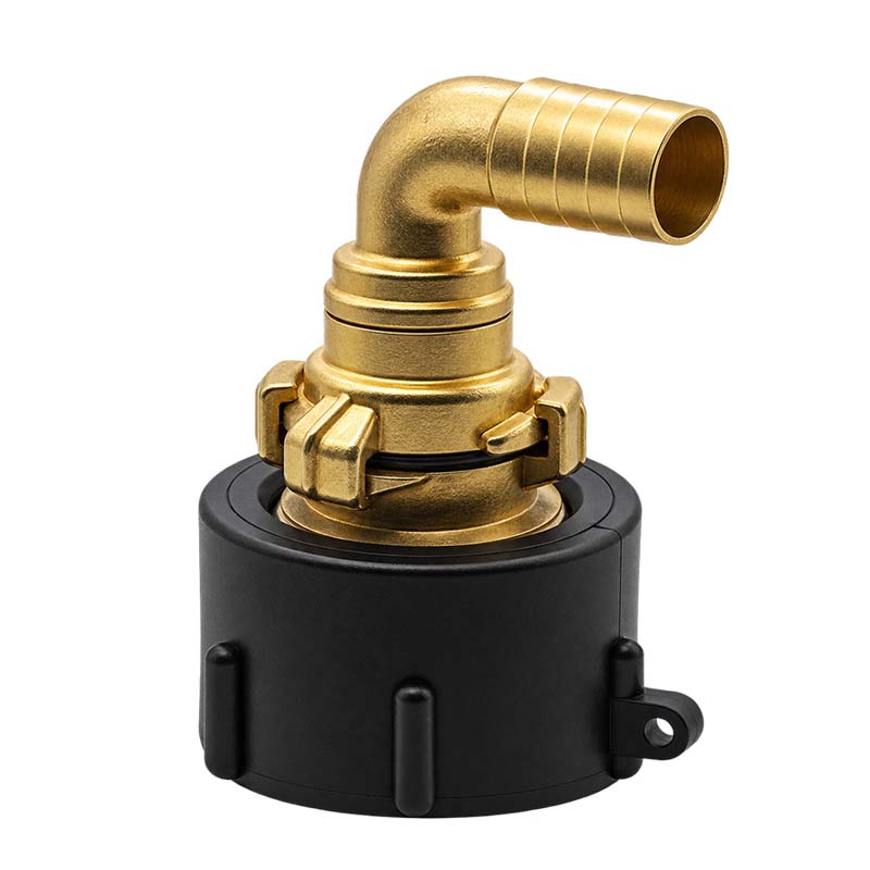 S60 x 6 IBC Adapter auf Schnellanschluss + 90° Kupplung drehbar 1" 25mm Container Tank Zubehör (GEKA kompatibel)