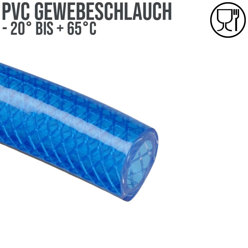 6 x 12 mm Gewebe Druckluft Universal Wasser Luft Kompressor Schlauch blau PN 25 bar