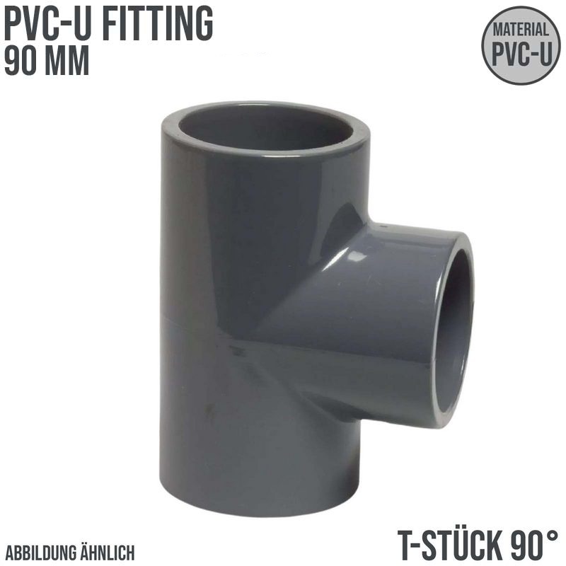 90 mm PVC Klebe Fitting T-Stück 90° Winkel Muffe Verbinder - PN 16 bar