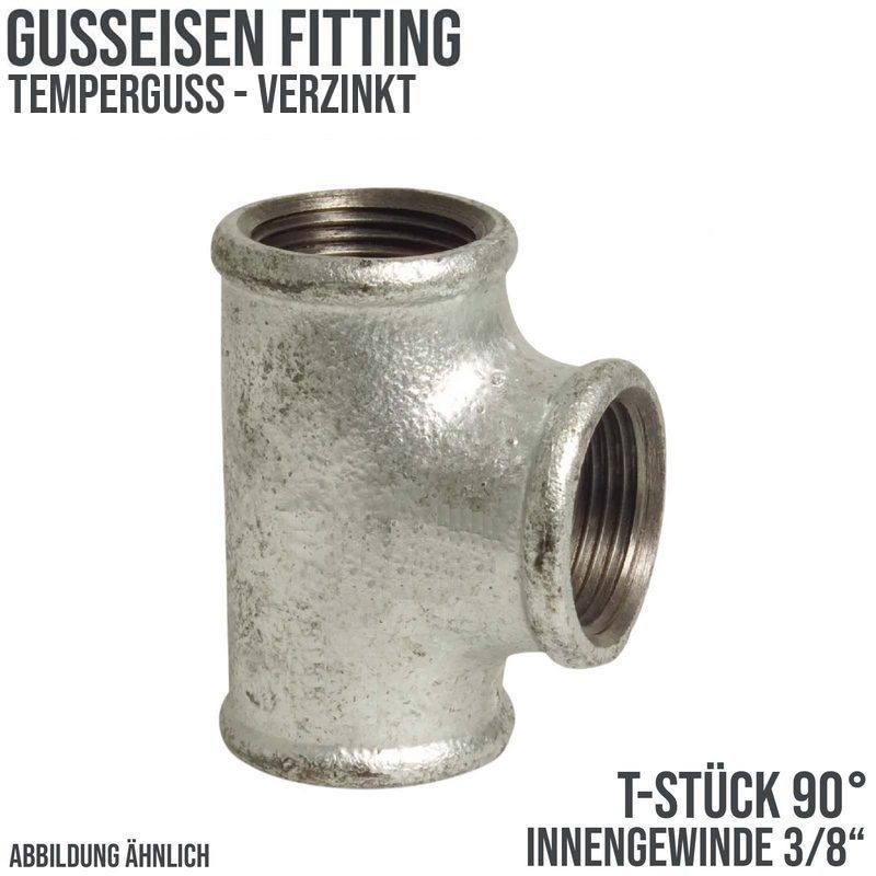 3/8" Gusseisen Temperguss Fitting Nr. 130 T-Stück 90° Innengewinde IG PN 25 bar