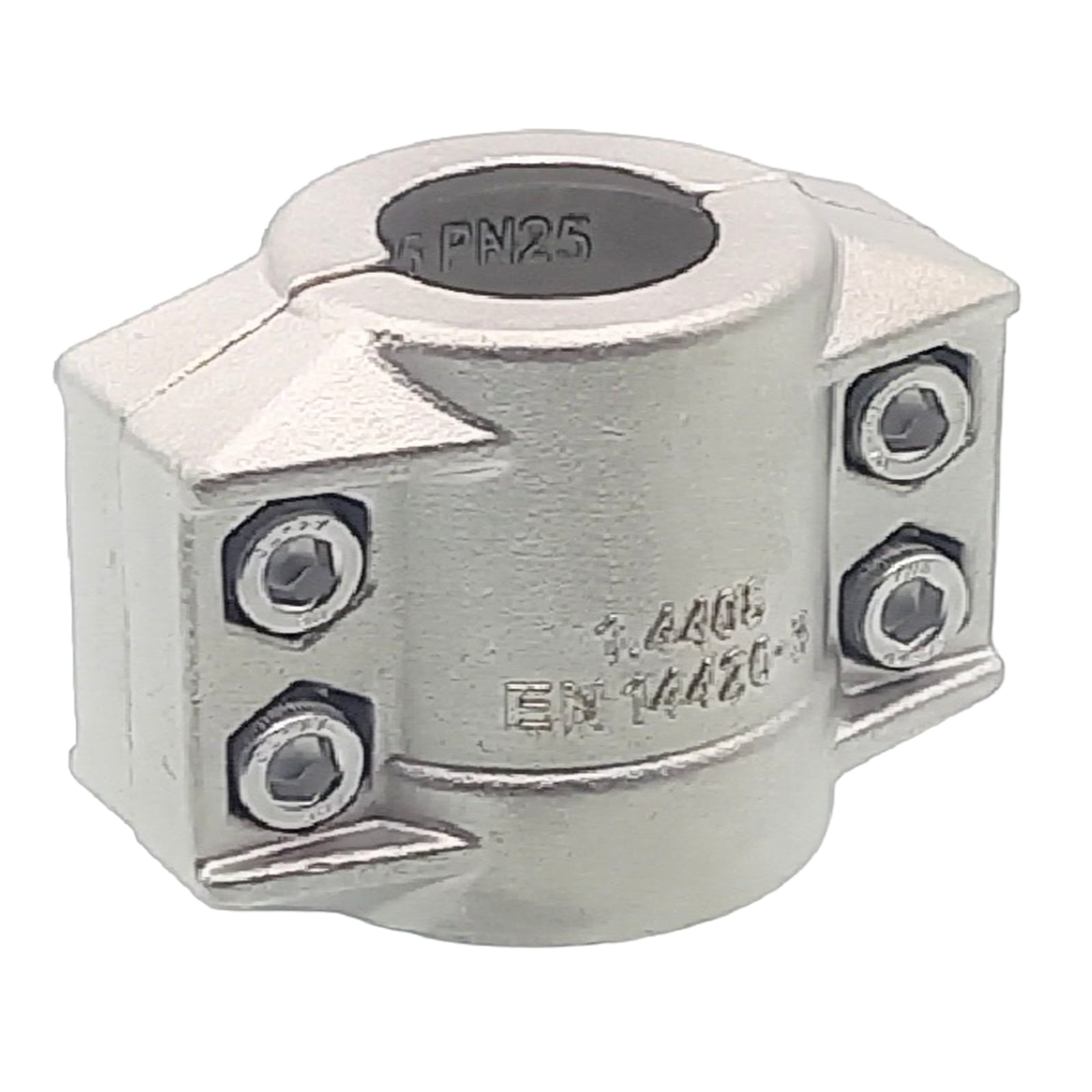 DN 100 Klemmschale Edelstahl AISI 316 Spannbereich 118 - 122 mm für Schlauch ID x AD 100 x 120 mm - PN 25 bar