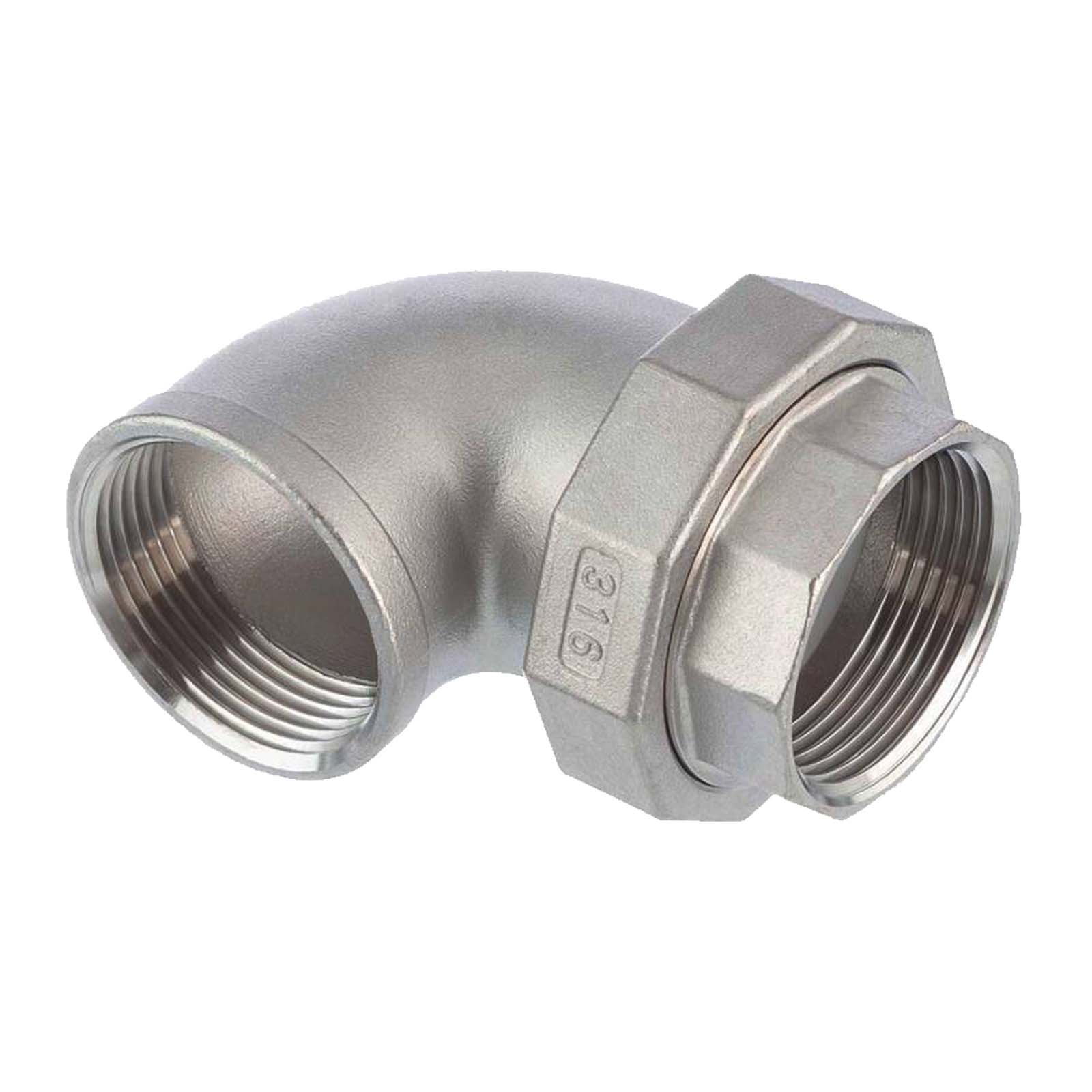 2" Edelstahl Fitting V4A AISI 316 Winkelverschraubung 90° Innen x Innengewinde IG flach dichtend - PN 16 bar