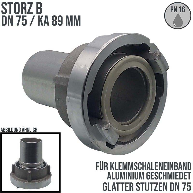 STORZ B DN 75 KA 89 Saug Druck Kupplung -> Stutzen Tülle 75 mm mit Verriegelung Bau Feuerwehr Schlauch Aluminium - PN 16 bar