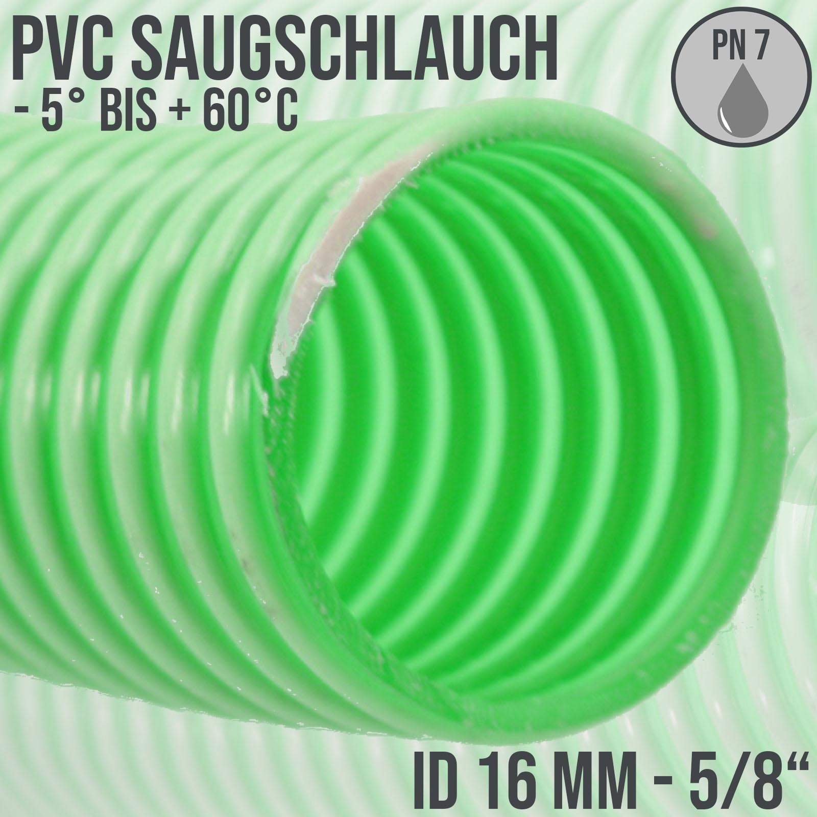 16 mm 5/8" Zoll Saug Ansaug Spiral Förder Pumpen Schlauch grün-weiß transparent PN 7 bar