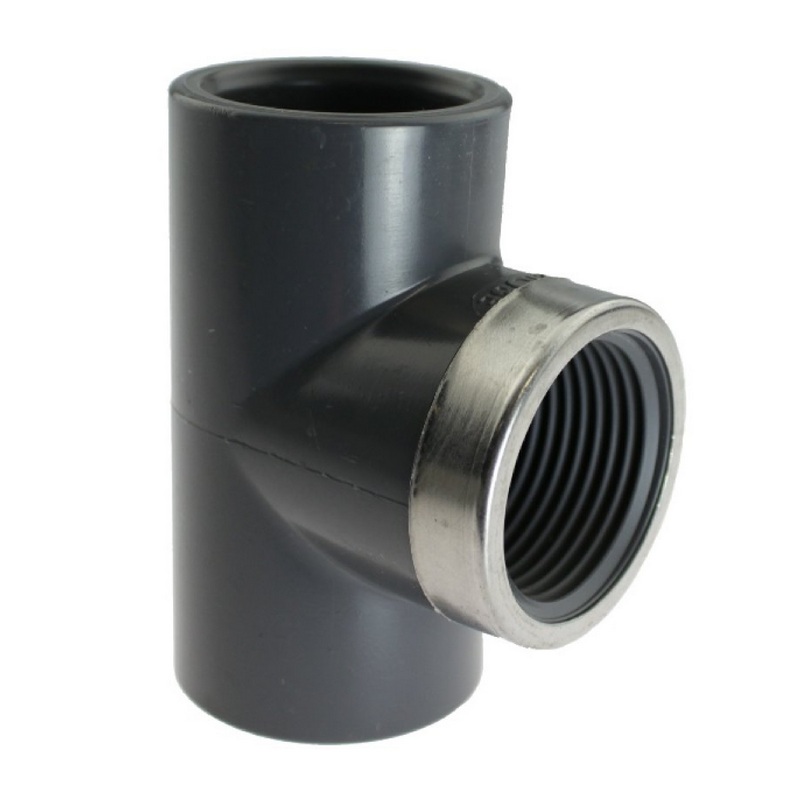 50 mm PVC Klebe Fitting T-Stück 90° 50 mm x 1 1/2" Klebemuffe x Innengewinde - PN 16 bar