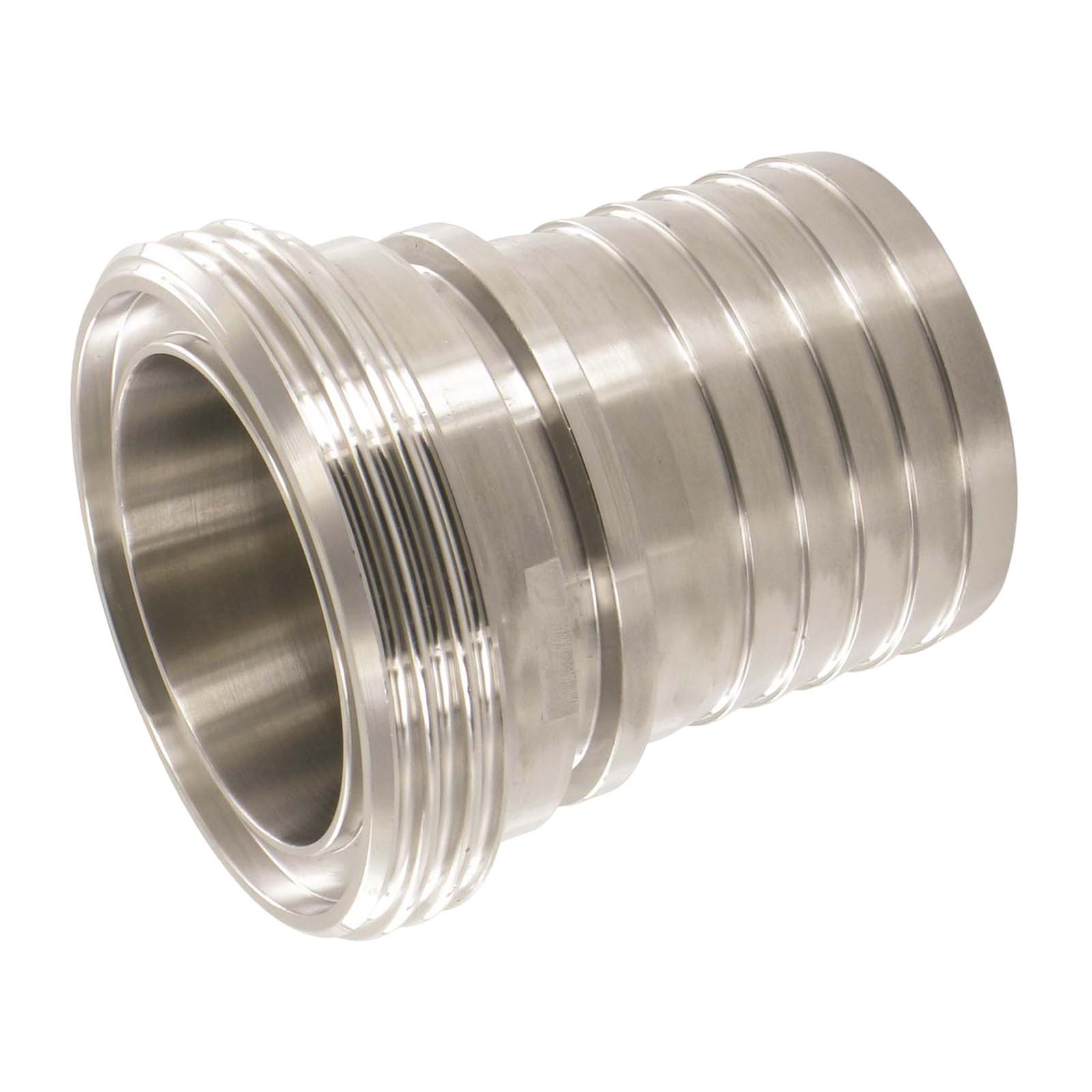 DN 104 SMS Kupplung 1145 Vaterteil VT Außengewinde Sicherungsbund - Stutzen gerillt 101 mm - PN 25 bar