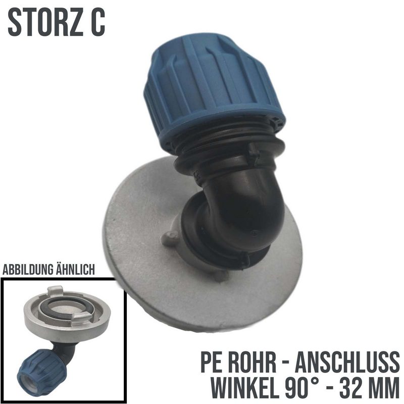 STORZ C DN 52 KA 66 Übergangsstück Adapter -> 32 mm PE Winkel 90° Rohr Klebeschlauch