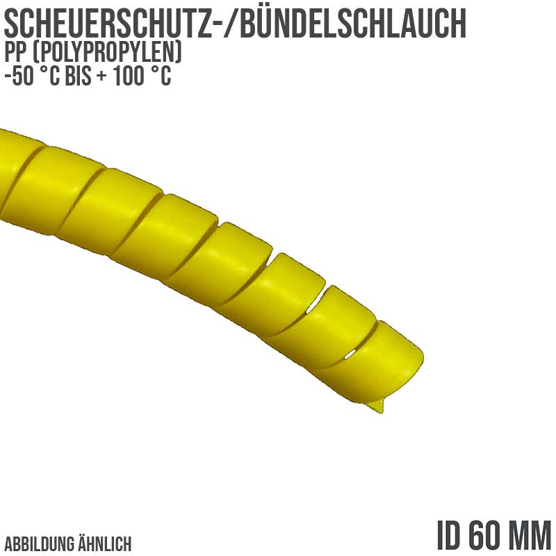 60 x 66 mm PP Scheuer Schutz Kabel Bündel Schlauch gelb