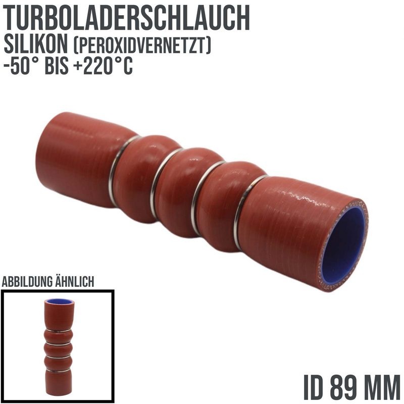 89 mm Turbolader Silikon Wulst Verbinder LLK Ladeluft KFZ Schlauch - 200mm ( 4 Lagen)