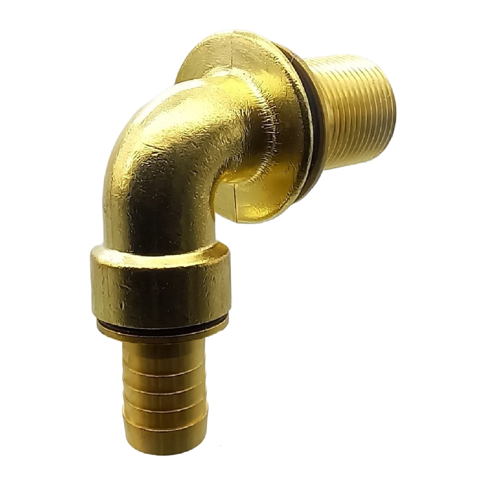 90° Tank Regen Tonnen Durchführung Messing Schlauch Tülle Stutzen 19mm (3/4") - Anschuss Set PN 10 bar