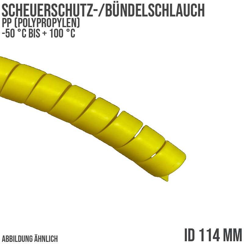 114 x 125 mm PP Scheuer Schutz Kabel Bündel Schlauch gelb