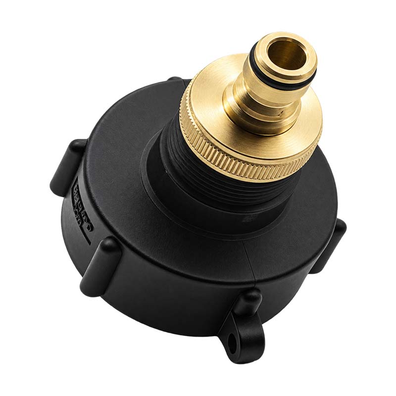 S60 x 6 IBC Adapter auf Click-Hahnanschluss Quick Connect - Messing