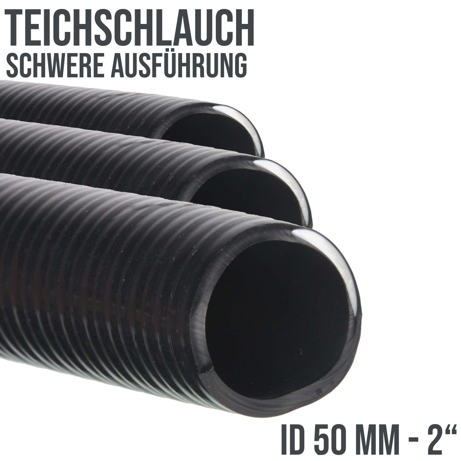 50 mm 2" Zoll PROFI Teich Pool Garten Zulauf Ablauf Spiral Saug Schlauch - PN 5 bar  