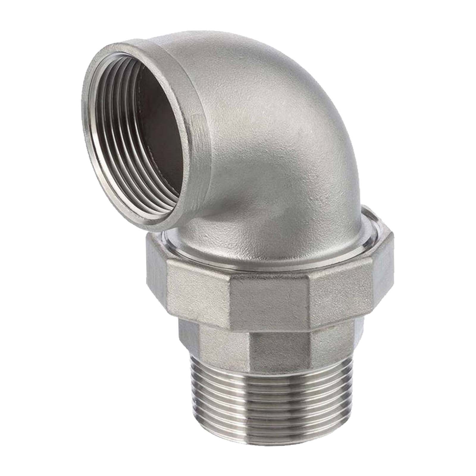 2" Edelstahl Fitting V4A AISI 316 Winkelverschraubung 90° Innen x Außengewinde IG x AG flach dichtend - PN 16 bar
