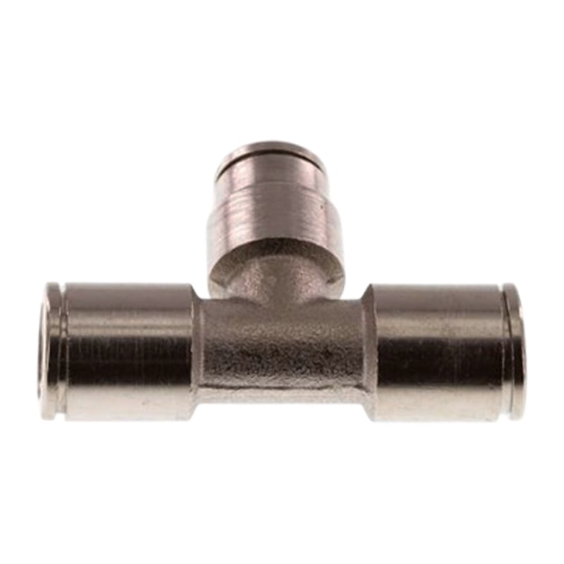 10 -> 8 mm Pneumatik Schnell Steck Verbinder IQS T-Stück 90° reduziert MSV Messing PA PU Schlauch - PN 16 bar