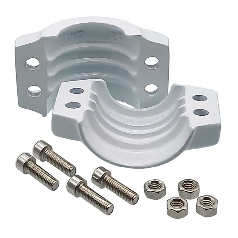 DN 19 Klemmschale Aluminium weiss Spannbereich 30 - 33 mm für Schlauch ID x AD 19 x 31 mm - PN 25 bar