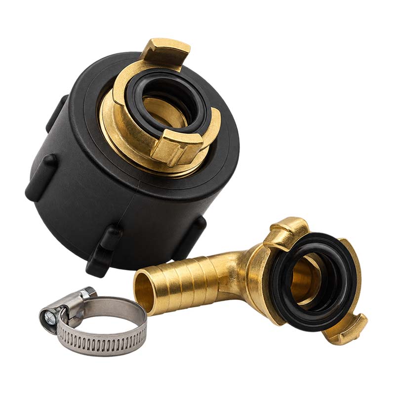 S60 x 6 IBC Adapter auf Schnellanschluss + 90° Kupplung drehbar 3/4" 19mm Container Tank Zubehör (GEKA kompatibel)
