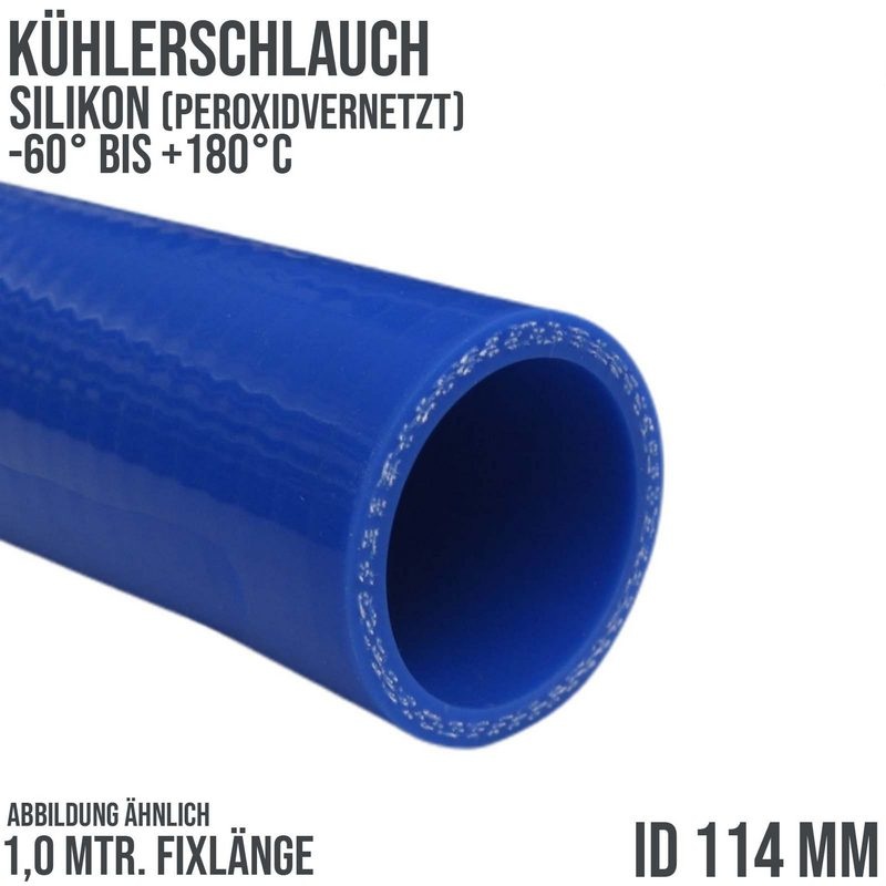 114 x 124 mm Kühler Silikon LLK Ladeluft Kühlmittel Schlauch blau PN 4,0 bar - Fixlänge 1 m