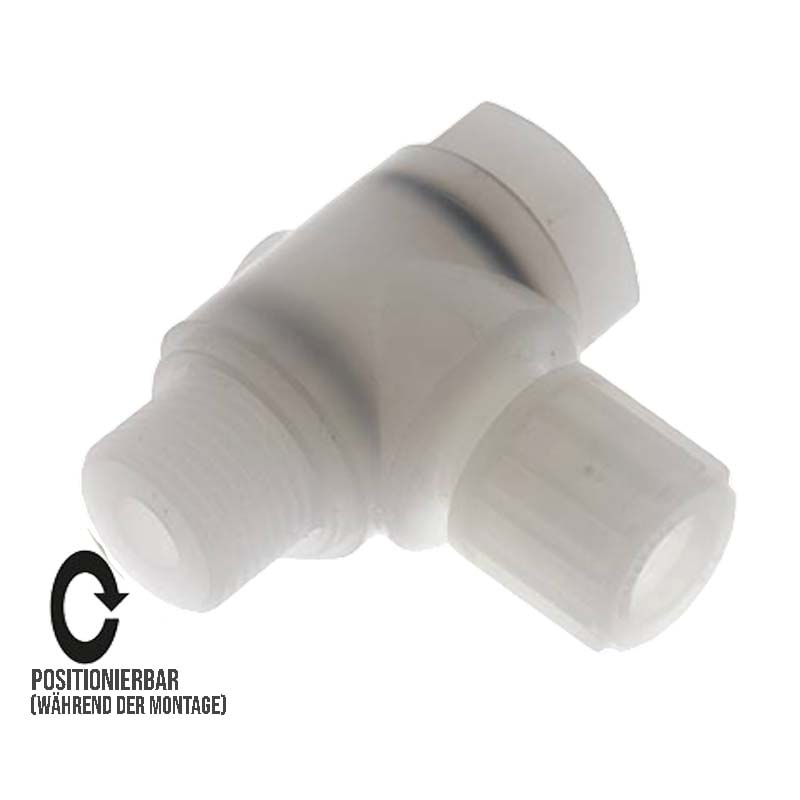 12 x 10 mm x 1/2" Winkel 90° Kupplung Aussengewinde PVDF Verschraubung PA PP Schlauch FDA drehbar - PN 10 bar