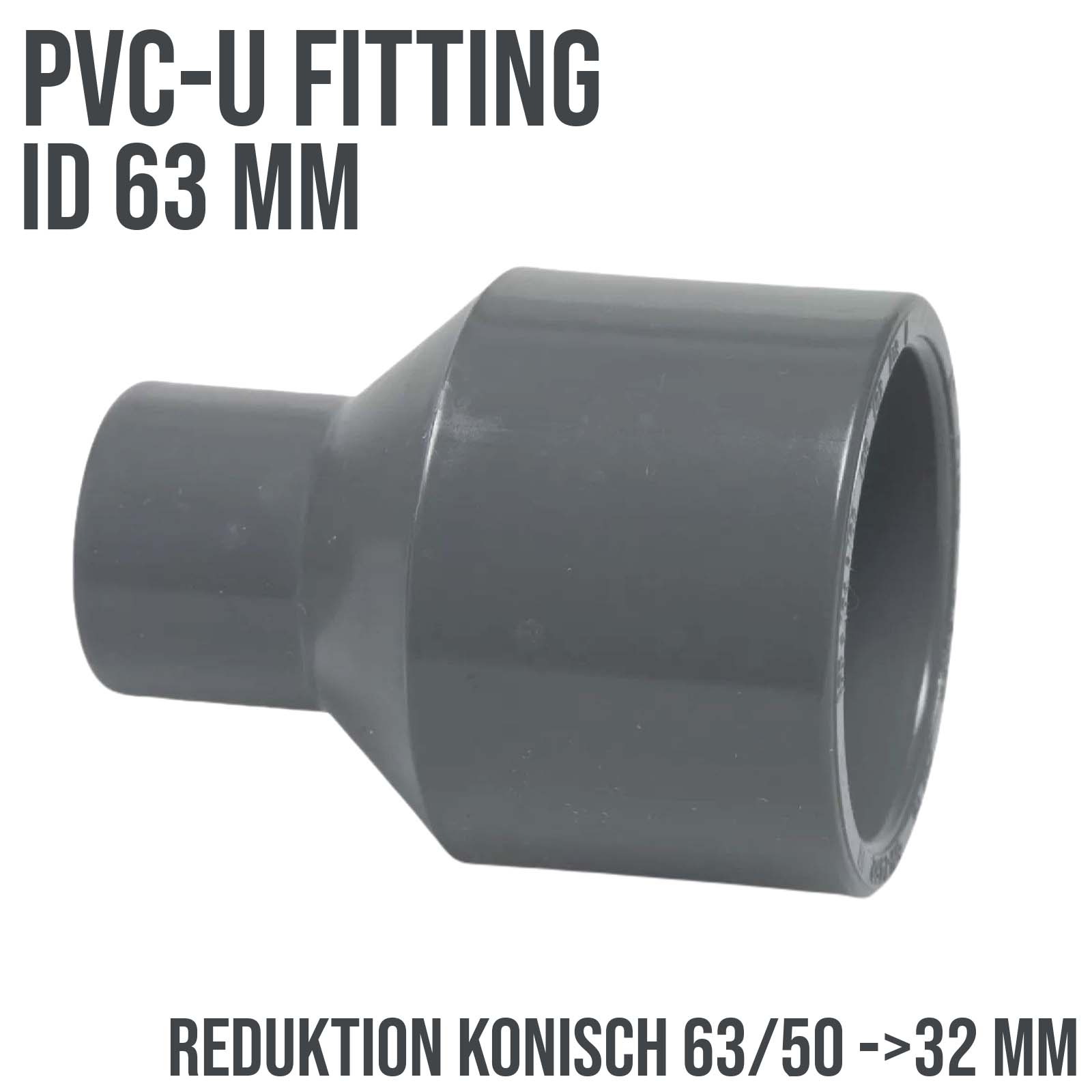 63 x 50 x 32 mm PVC Klebe Fitting Reduktion Reduzierer konisch Muffe Verbinder - PN 16 bar